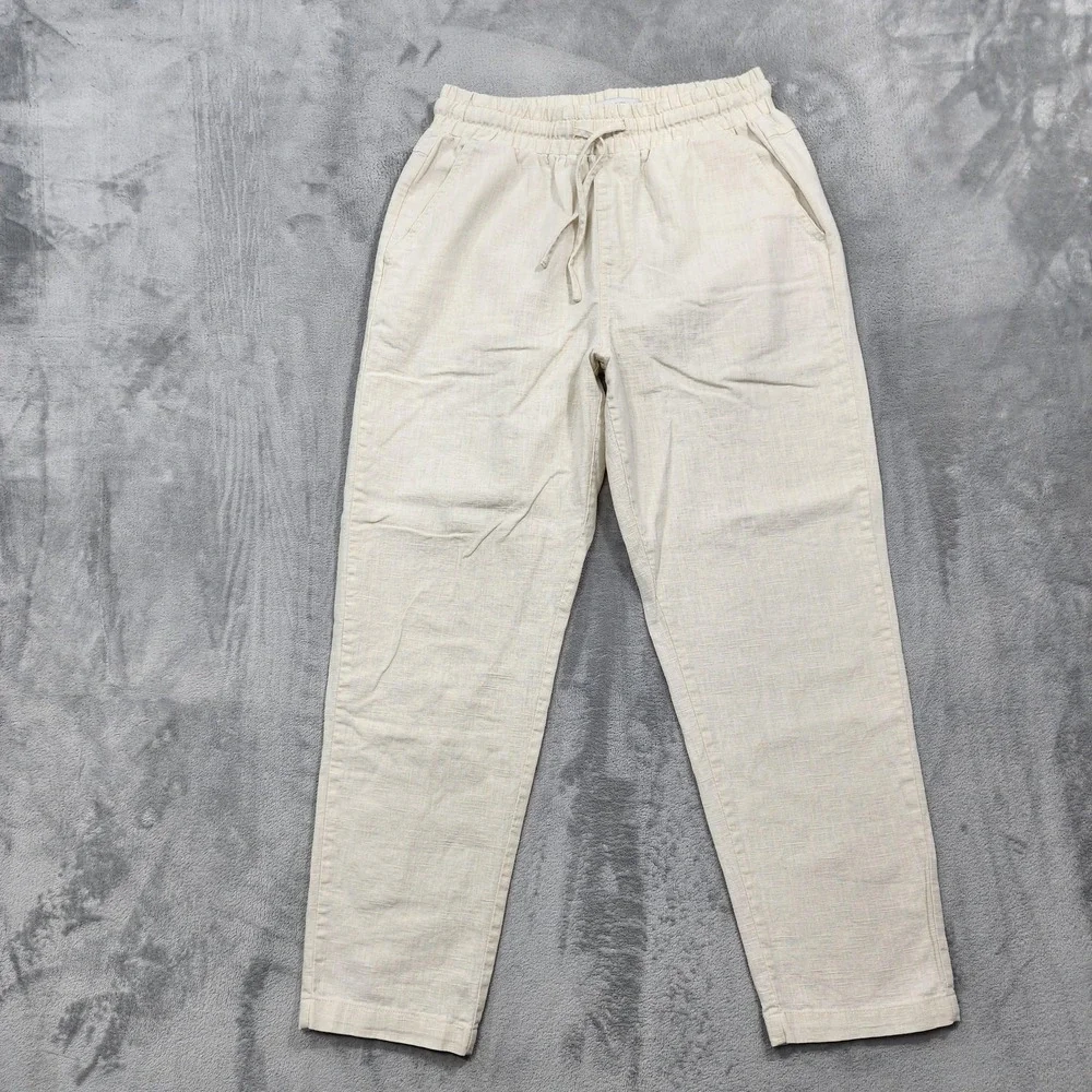 Cotton On Pants Mens S Ivory East Coast Textured Linen Chino Relaxed Summer